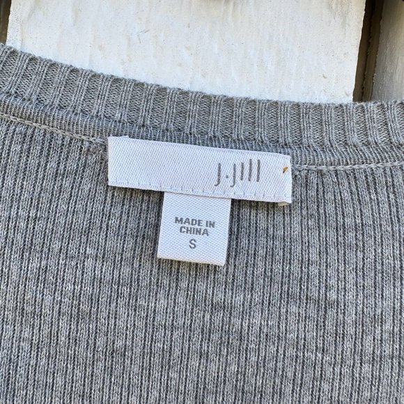 J. Jill Long Gray Ribbed Duster Cardigan Cotton Silk Blend Women’s Size Small - Picture 3 of 5